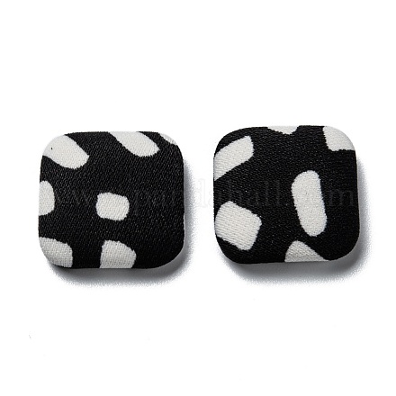 綿布カボション  アルミニウム  正方形  ブラック＆ホワイト  ミックスカラー  18x18x5mm FIND-F011-01A-1