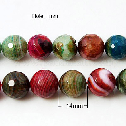 Natural Striped Agate/Banded Agate Beads Strands G-A063-14mm-1-1
