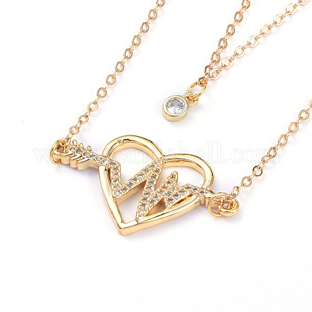 Valentine's Day Double Layer Necklaces NJEW-JN02734-02-1