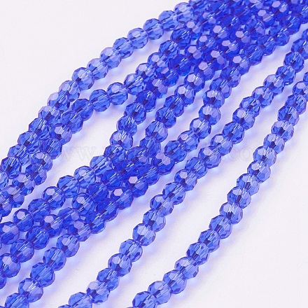 Faceted(32 Facets) Round Glass Beads Strands X-EGLA-J042-4mm-02-1