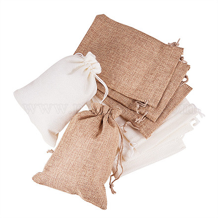 BENECREAT 24PCS Burlap Bags with Drawstring Gift Bags Jewelry Pouch for Wedding Party Treat and DIY Craft - 7 x 5 Inch ABAG-BC0001-08-18x13-1