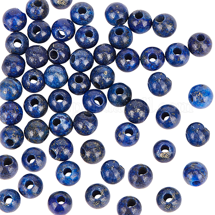 OLYCRAFT 50Pcs 6mm Natural Lapis Lazuli Beads 2mm Large Hole Natural Stone Beads Round Loose Beads Round Gemstone Beads Energy Stone for Bracelet Necklace Earring Jewelry Making DIY Crafts G-OC0003-81A-1