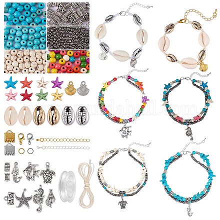 Kit de fabrication de bracelets de cheville sur le thème de l'océan DIY-SZ0007-23-1
