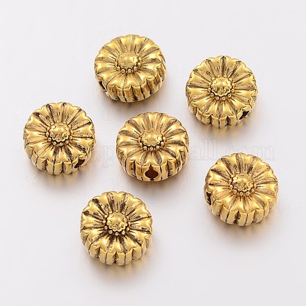 Perlas de flores de aleación de estilo tibetano X-TIBEP-GC190-AG-NR-1