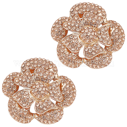 FINGERINSPIRE 2PCS Crystal Shoe Clips 44x40mm Luxury Rhinestones Charms Light Gold Exquisite Flower Shoe Buckles Shoes Jewelry Decoration with Box for Women Pumps Flats Clutch Hat Scarves FIND-FG0001-69-1