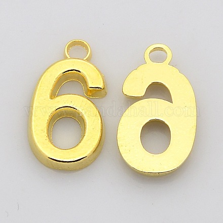 Rack Plated Zinc Alloy Number Charms PALLOY-A062-6G-NR-1