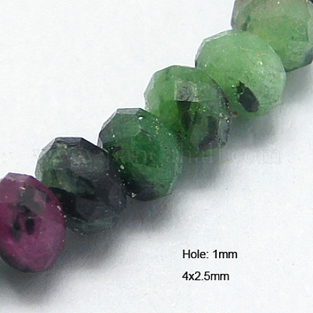 Chapelets de perles de rubis en zoïsite naturelle G-G220-4x2.5mm-08-1