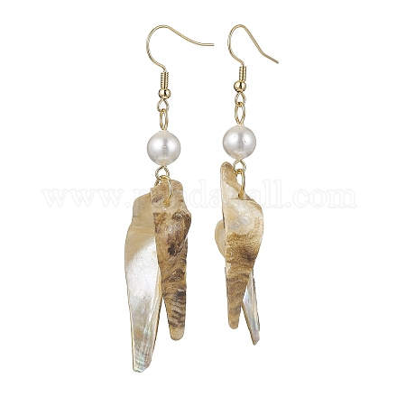 Natural Shell Nuggets Dangle Earrings EJEW-JE05542-1