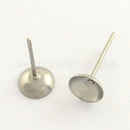 304 Stainless Steel Post Stud Earring Findings STAS-R063-48-1