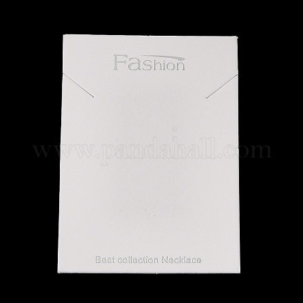 紙のアクセサリーディスプレイカード  ネックレスディスプレイカード  ファッションという言葉の付いた四角形  ホワイト  8.5x5.95x0.05cm CDIS-M005-10-1