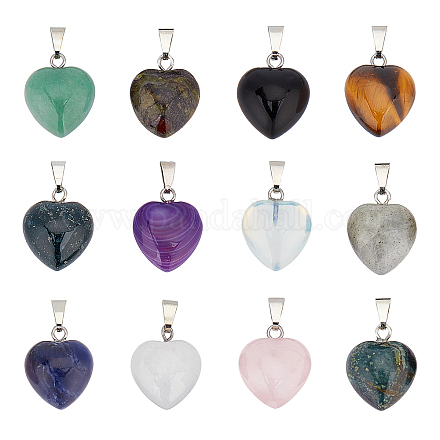 SUPERFINDINGS 12Pcs 12 Style Natural & Synthetic Gemstone Pendants G-FH0001-22-1