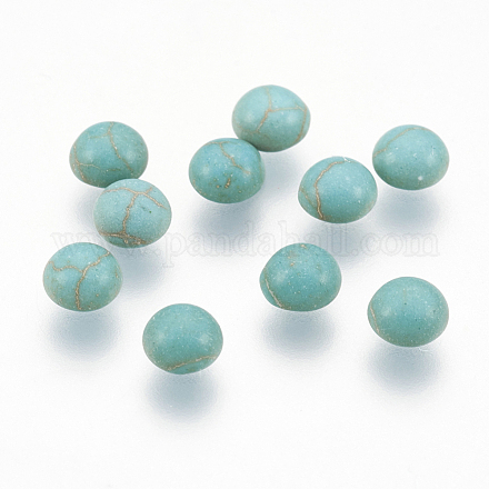 Accessoires d'artisanat teints turquoise synthétique pierres précieuses cabochons de dôme dos plat  X-TURQ-S266-4mm-01-1