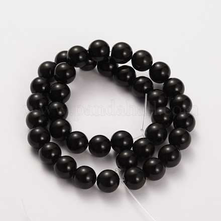 Natural Gemstone Obsidian Round Beads Strands G-O030-14mm-08-1