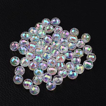 Faceted Eco-Friendly Transparent Acrylic Round Beads TACR-K001-8mm-22-1