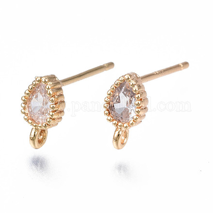 Brass Stud Earring Findings KK-Q750-032G-1
