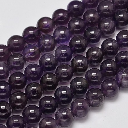 Hebras de perlas redondas de amatista naturales X-G-M304-18-10mm-1