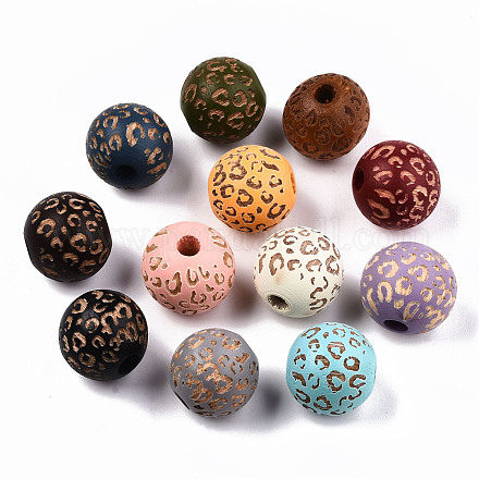 Perles de bois naturel peintes X-WOOD-T021-53B-M-1