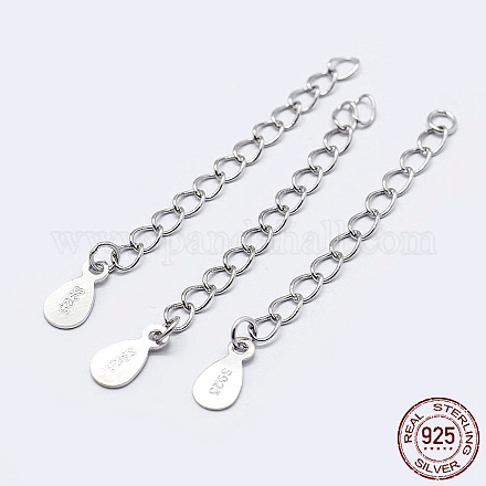 925 конец из стерлингового серебра с цепочками-удлинителями и подвесками-слезинками STER-F036-26S-48mm-1