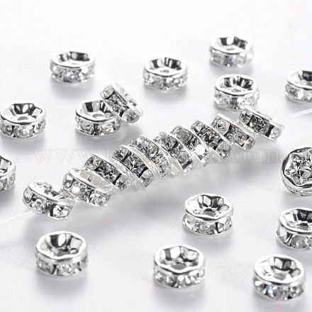 Abalorios de latón Diamante de imitación espaciador RB-A003-7MM-S-1