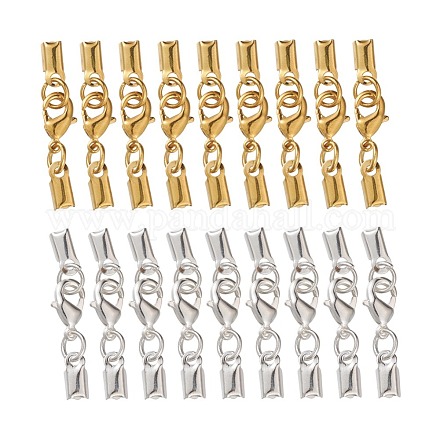 Brass Clip Ends With Lobster Claw Clasps KK-YW0001-06-1