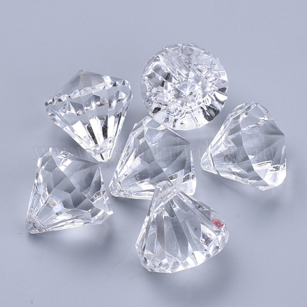 透明なアクリルパーツ  多面カット  ダイヤモンド  透明  26x24mm  穴：2.5mm  約80個/500g TACR-Q260-D-V01-1