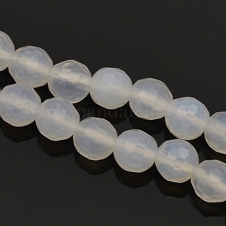Faceted Round Natural Gray Agate Beads Strands G-E302-060-6mm-1