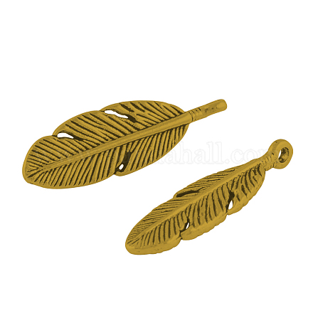 Pendentifs de plume en alliage de style tibétain TIBEP-A87-AG-NR-1