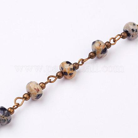 Chaînes à perles jaspe Dalmatien faites à la main AJEW-JB00268-02-1