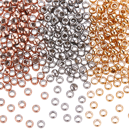 Unicraftale ca. 360 Stück 3 Farben Edelstahl Zwischenperlen Unterlegscheibe Perlen glatte Metallperlen zur Schmuckherstellung 0.8mm Loch STAS-UN0024-93-1