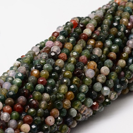 Facettes naturelles indiennes perles rondes en agate brins X-G-E318A-4mm-01-1