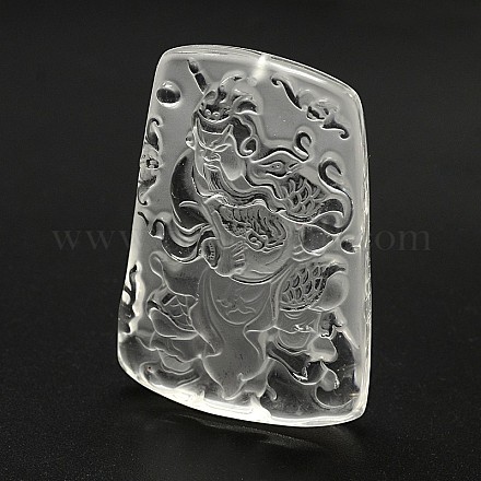 Chinoiserie Jewelry Synthetical Crystal Large Cameo Guan Gong Pendants G-A133-02A-1