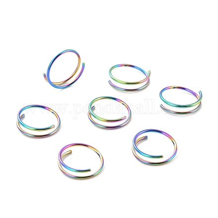 Anello doppio naso color arcobaleno per piercing singolo AJEW-C010-02M-03-1