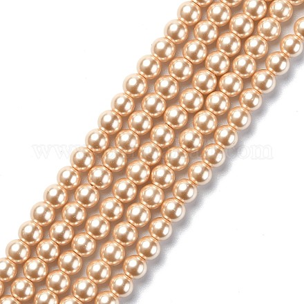 Umweltfreundliche runde Perlenstränge aus gefärbtem Glasperlen HY-A002-6mm-RB061-1