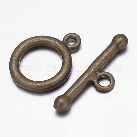 Brushed Brass Ring Toggle Clasps KK-L116-13AB-NF-1