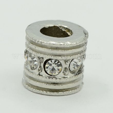 Platinum Alloy Rhinestone European Beads ALRI-D037-06-1
