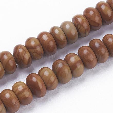 Chapelets de perles en pierre en bois naturel G-F520-06-1