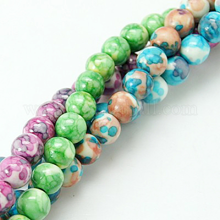 Synthetic Ocean White Jade Beads Strands G-E009-8mm-M-1