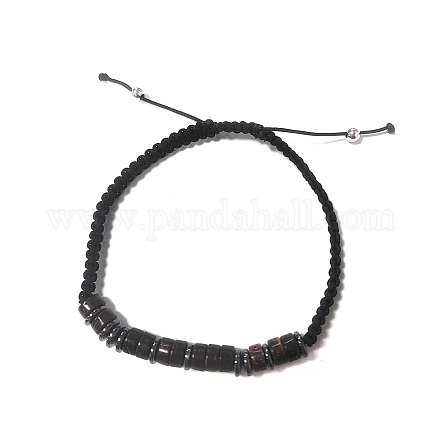 Coconut & Non-magnetic Synthetic Hematite Braided Bead Bracelet BJEW-PH01415-04-1