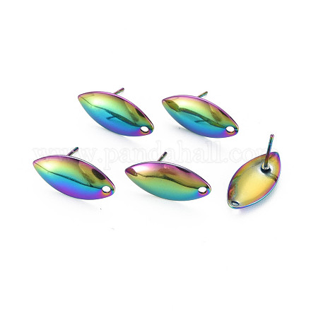 Boucles d'oreilles à tige en acier inoxydable couleur rianbow 304 STAS-N098-021-1