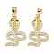 Brass Micro Pave Cubic Zirconia Pendants, Rack Plating, Snake, Lead Free & Cadmium Free, Long-Lasting Plated, Real 18K Gold Plated, 25.5x15.5x5mm, Hole: 4x3.5mm