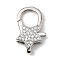 Brass Clear Cubic Zirconia Lobster Claw Clasps, Star, Platinum, 22.5x13.5x5.5mm, Hole: 5x2mm