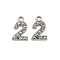 304 Stainless Steel Pendants, with Crystal Rhinestone, Number Charms, Number, 9x6x1mm, Hole: 1mm