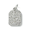 Rack Plating Brass Micro Pave Clear Cubic Zirconia Charms, Long-Lasting Plated, Lead Free & Cadmium Free, Rectangle with Letter Pattern, with Jump Ring, Platinum, Letter S, 14x9.5x2mm, Hole: 3mm