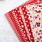 Cotton Fabric, for Patchwork, Sewing Tissue to Patchwork, Square with Flower Pattern, Red, 25x25cm, 7 sheets/set