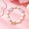 Imitation Gemstone & ABS Imitation Pearl Acrylic Beaded Bracelets for Women, Oval, with Brass, Blue, Inner Diameter: 8-3/4 inch(22.1cm)