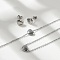 Tarnish Resistant 304 Stainless Steel Jewelry Sets, Pendant Necklaces & Stud Earrings & Bracelets, Heart, Stainless Steel Color, 16.93 inch(43cm), 6-3/4 inch(17cm), 7x9x2.5mm, Pin: 0.8mm