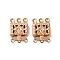 Brass Box Clasps, 3 Strands, 6 Holes, Square with Flower, Light Gold, 15x10x3mm, Hole: 1mm