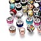 Glass European Beads, Large Hole Beads, with Brass Core, Faceted, Rondelle, Platinum, Mixed Color, 9x7mm, Hole: 5mm