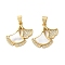 Brass Micro Pave Cubic Zirconia Pendants, with Shell, Ginkgo Leaf Charms, Rack Plating, Lasting Plated, Cadmium Free & Lead Free, Real 18K Gold Plated, 18.5x19x2mm, Hole: 4.5x3.5mm