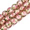 Luminous Handmade Lampwork & Glitter Powder Beads Strands, Round, with Inner Flower, Glow in the Dark, Pink, 9.5~10mm, Hole: 1~1.6mm, about 40pcs/strand, 13.78~14.37 inch(35~36.5cm)